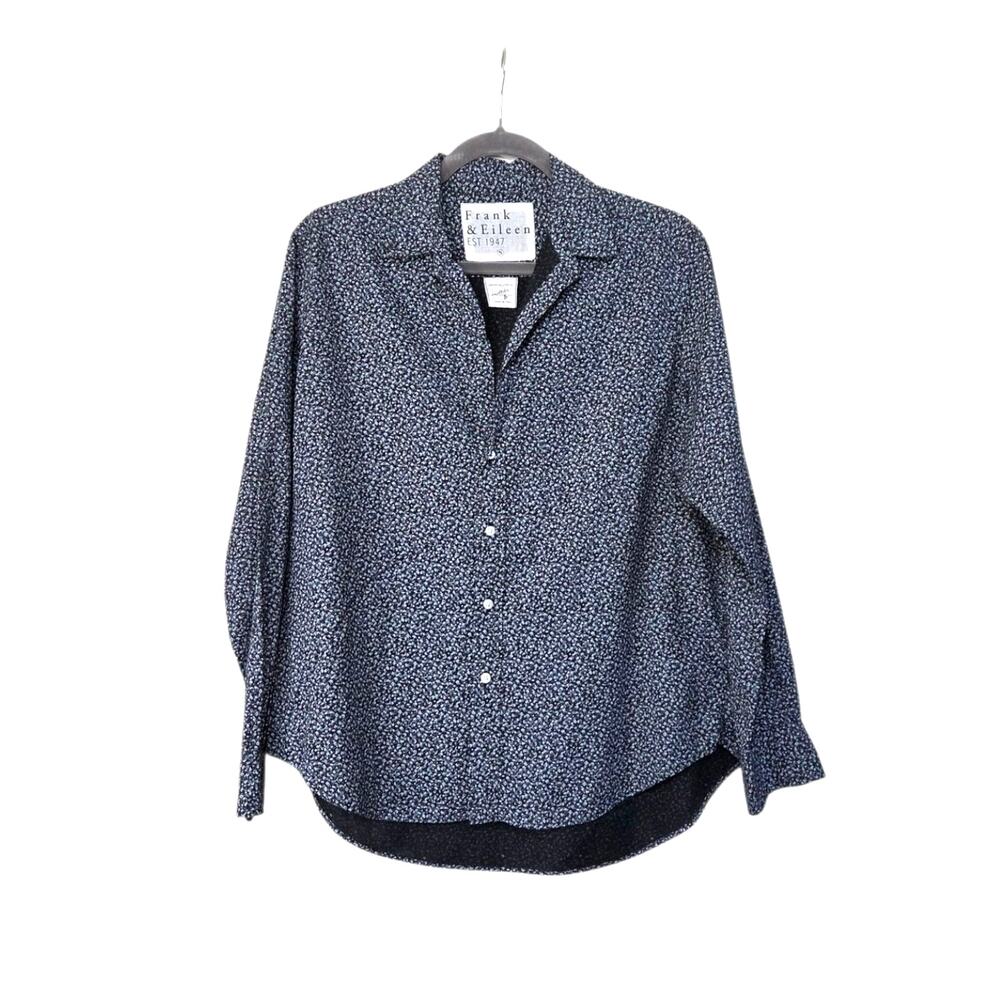 Frank & Eileen Blue Micro Floral Eileen Modal Buttondown Cottagecore Shirt Small